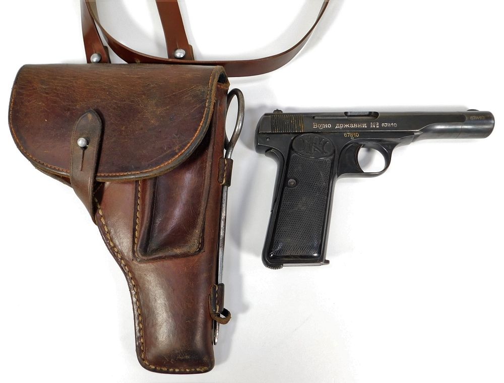 Appraisal: Yugoslavian Army FN Pistol and Holster Belgium C - caliber