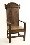 Appraisal: CHAIR - Late th C replica walnut wainscot chair with