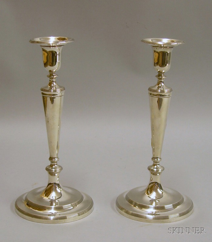 Appraisal: Pair of Tiffany Sterling Silver Candlesticks ht in Approx troy