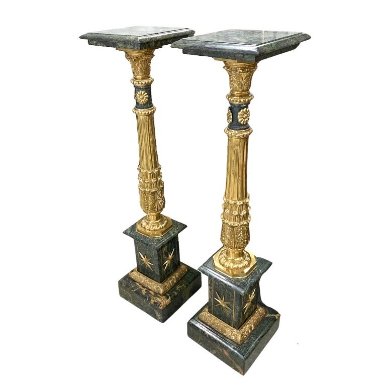 Appraisal: French Style Marble And Bronze Pedestals French Style Marble And