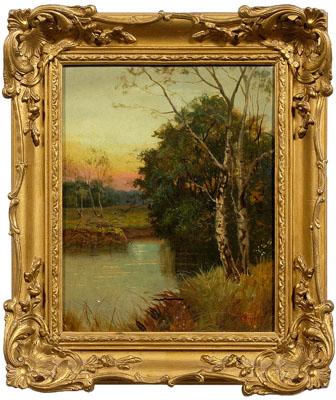 Appraisal: Painting signed F Hodge landscape with stream signed lower right