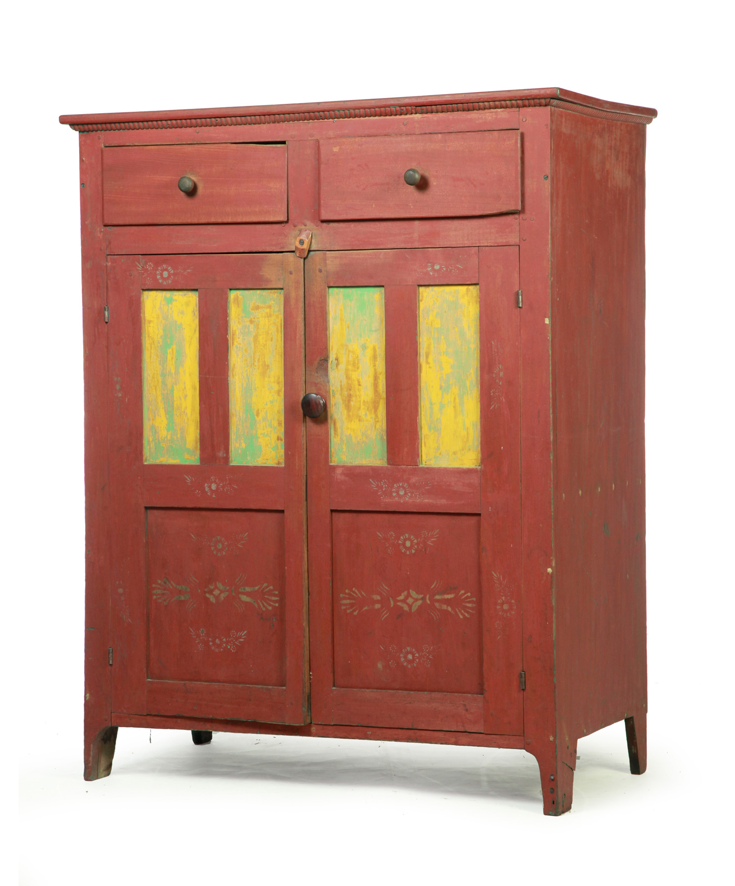 Appraisal: COUNTRY PAINTED JELLY CUPBOARD American rd quarter- th century Poplar