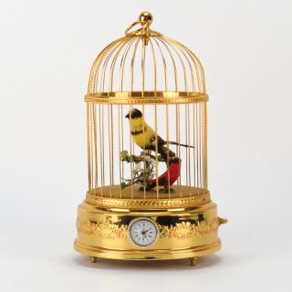 Appraisal: Reuge Swiss Two-Bird Singing Bird Cage with Alarm Clock Battery