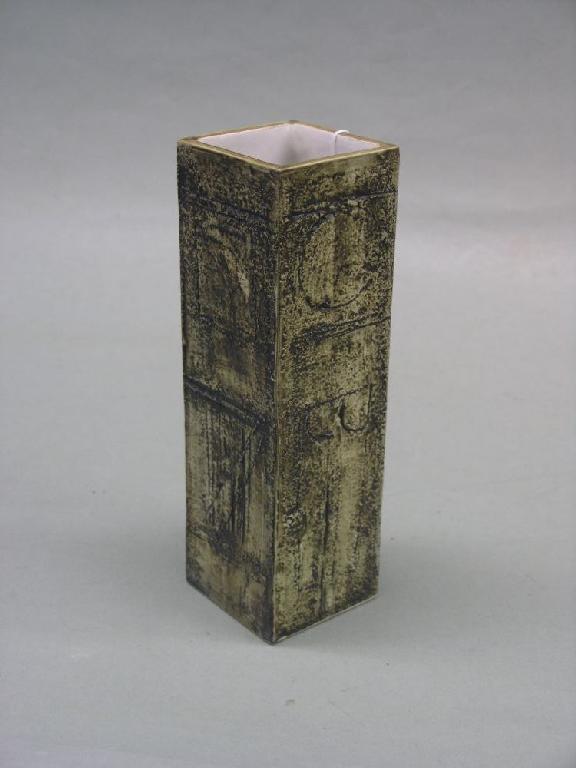 Appraisal: A Troika rectangular vase abstract designs against a textured two