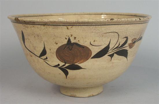 Appraisal: ASIAN POTTERY DECORATED FOOTED BOWL possibly Korean height inches diameter