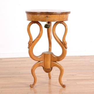 Appraisal: Biedermeier round walnut work stand Biedermeier round walnut work stand