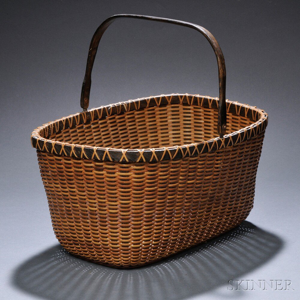 Appraisal: Oblong Swing-handled Nantucket Basket by Irving H Burnside late th