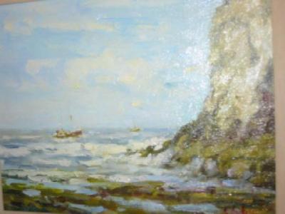 Appraisal: NEVILLE BARKER Fishing Boats off Flamborough signed on board x