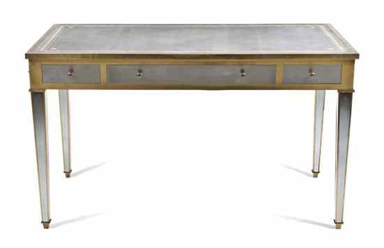 Appraisal: A Contemporary Polished Brass and Steel Writing Desk the rectangular