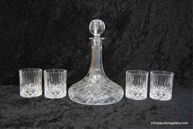 Appraisal: Lead Crystal Ships Decanter w Matching TumblersFrom the estate is