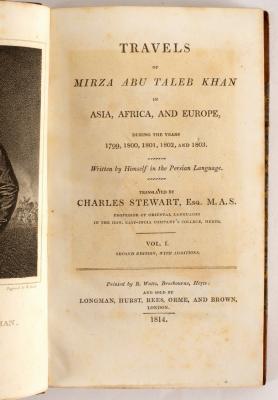 Appraisal: Travels of Mirza Abu Taleb Khan trans Charles Stewart Second