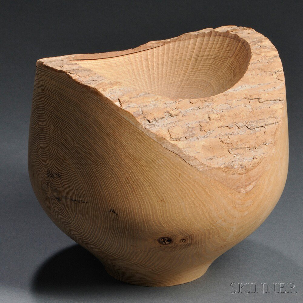 Appraisal: Turned and Carved Wooden Vessel Birch John Diamond-Nigh United States