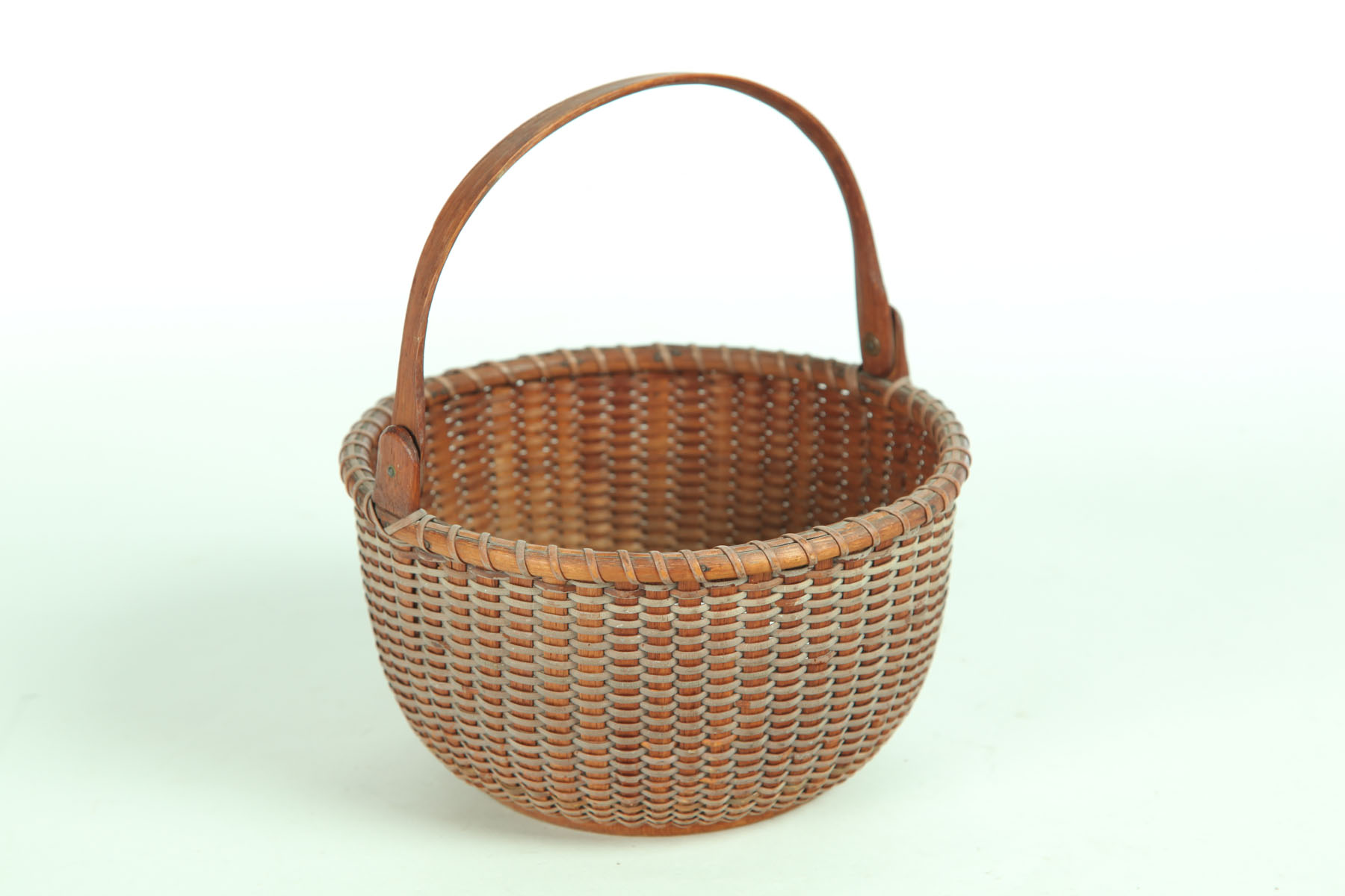 Appraisal: NANTUCKET BASKET American early th century Woven cane with bentwood