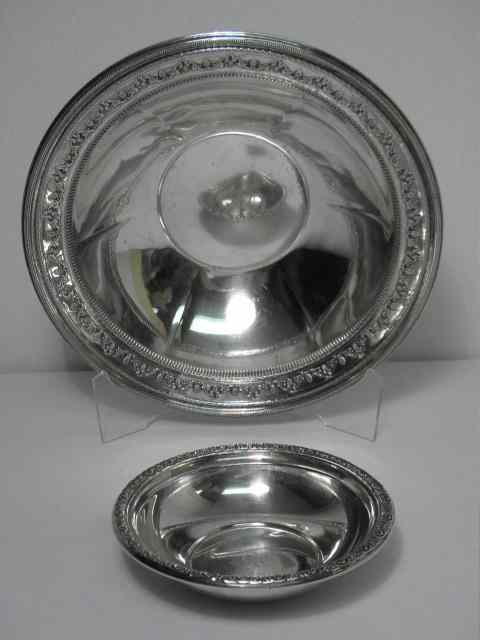 Appraisal: Two repousse sterling silver bowls Both are monogrammed in the