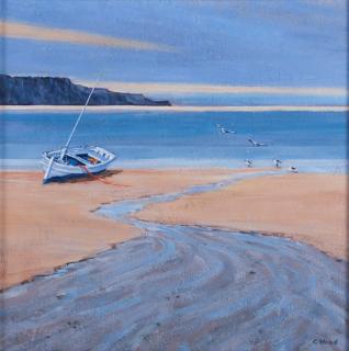 Appraisal: Catherine Flood Acrylic Into The Blue Depicting a boat on