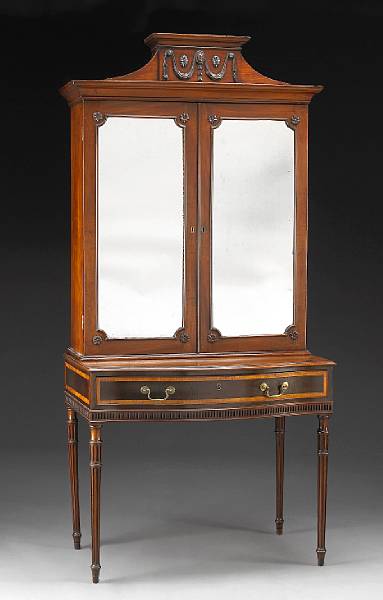 Appraisal: A George III inlaid mahogany secretary bookcase last quarter th