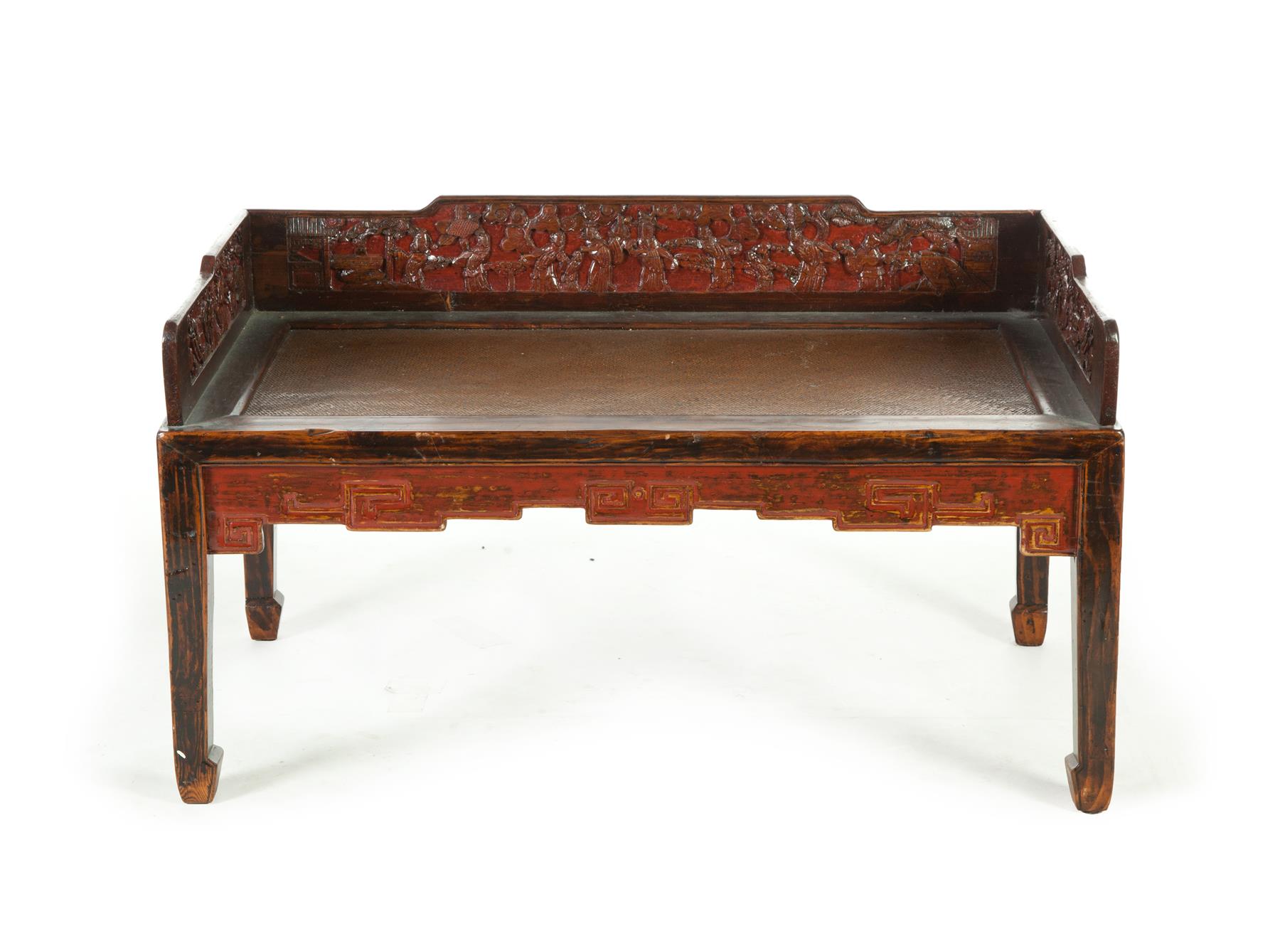 Appraisal: CARVED CHINESE BED Twentieth century Gallery back with robed male