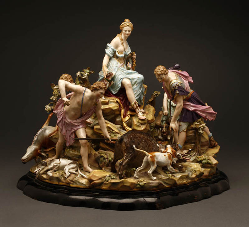 Appraisal: A Meissen porcelain group Calydonian Boar Hunt A Meissen porcelain