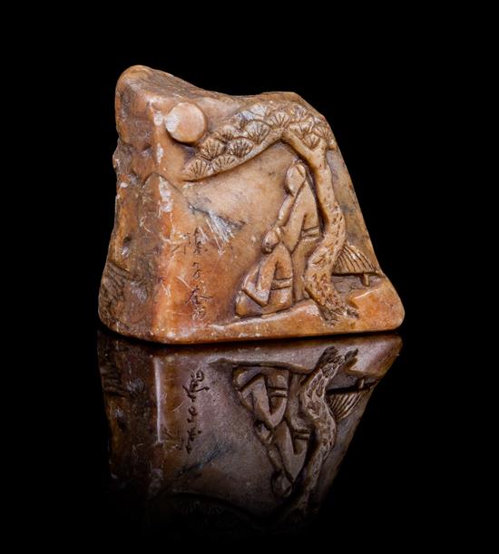 Appraisal: Sale Lot A Carved Soapstone Seal of irregular form carved