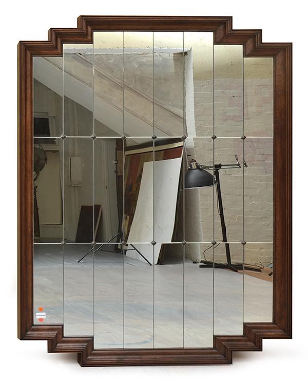 Appraisal: LARGE ART DECO STYLE MIRROR IN GRADUATED TIMBER FRAME HEIGHT