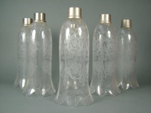 Appraisal: Six Baccarat glass shades etched with scrolling foliate forms with