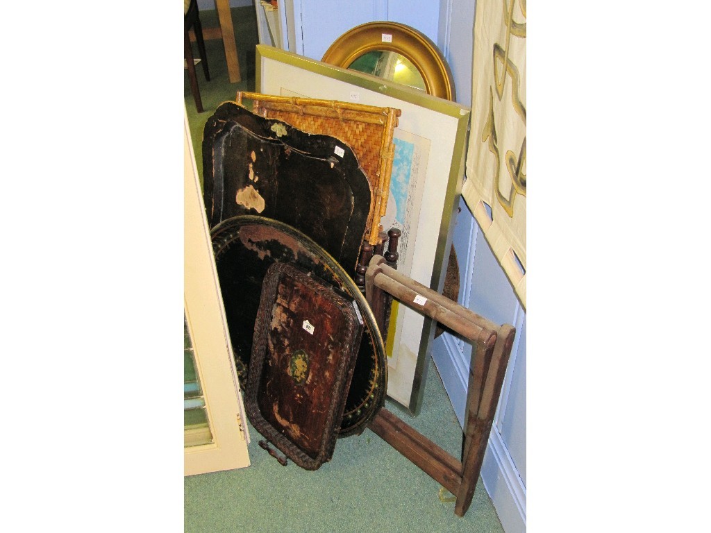 Appraisal: Lot comprising assorted mirrors trays and folding tables