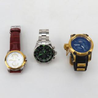 Appraisal: Three Men's Invicta Watches Three Men's Invicta Watches Includes Reserve