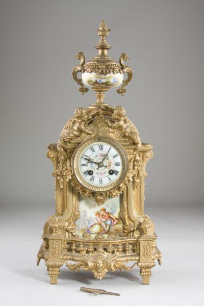 Appraisal: Japy Freres French Mantel Clock th c key-wound brass time