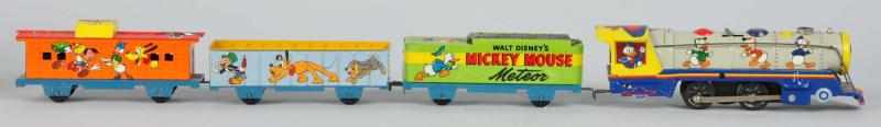 Appraisal: Tin Litho Marx Mickey Meteor Wind-Up Train Set Description American