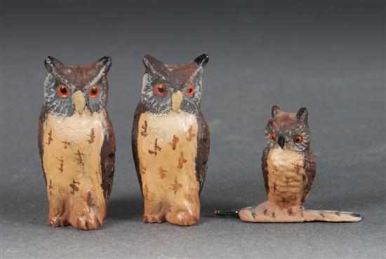 Appraisal: Three Austrian cold painted bronze owls first quarter- th century