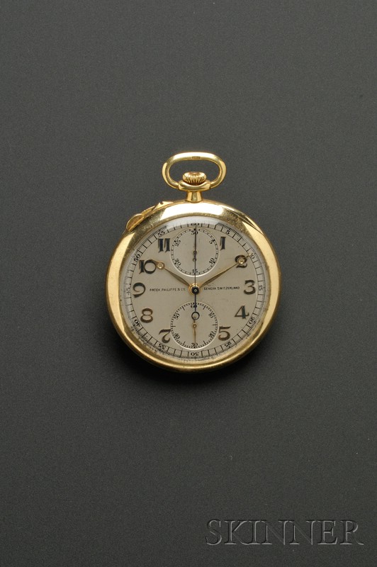 Appraisal: kt Gold Open Face Split Second Chronograph Pocket Watch Patek