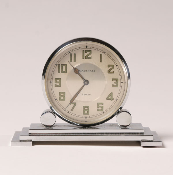 Appraisal: Art Deco Waltham Partners desk clock days heavy nickel plated