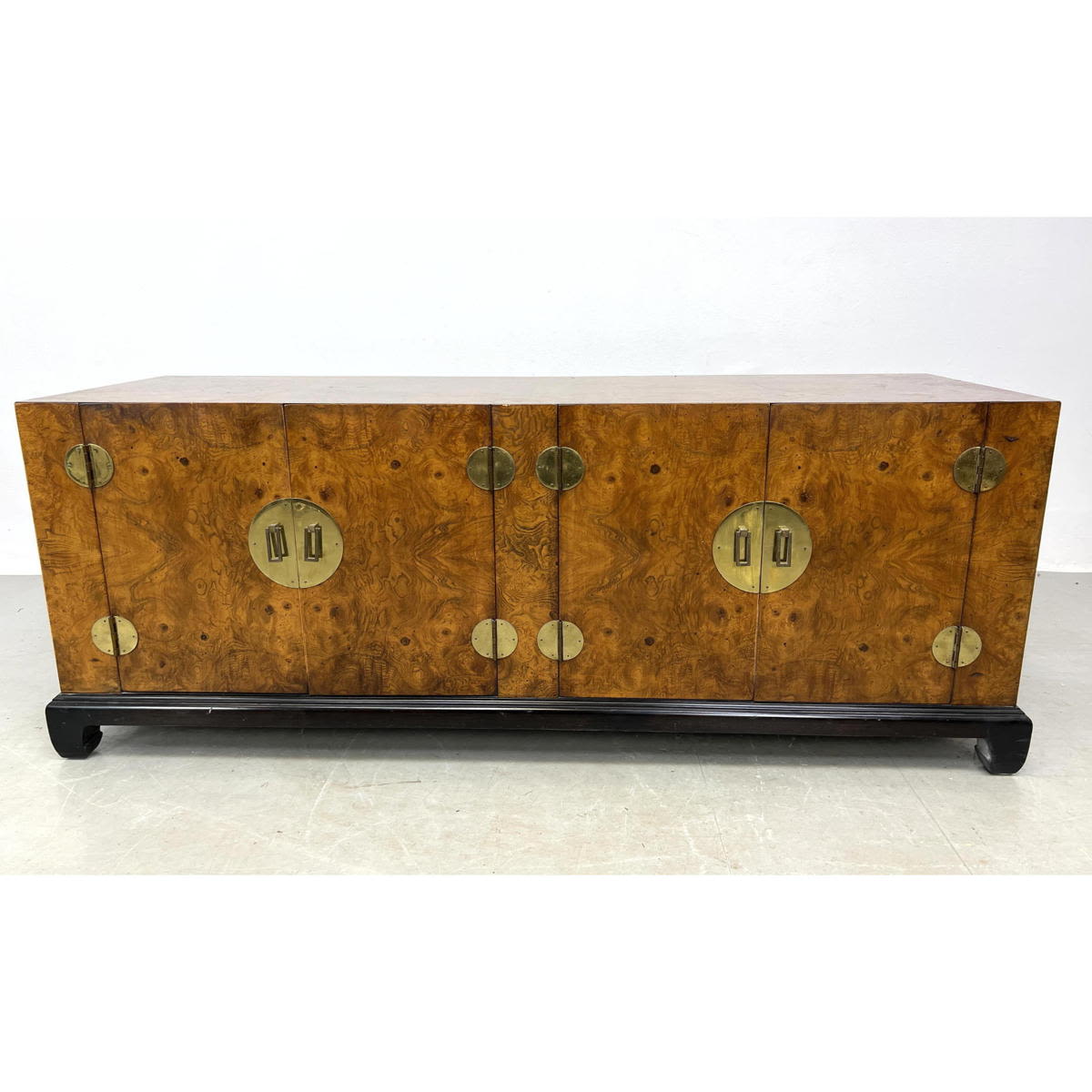 Appraisal: Hollywood Regency Burl Wood Credenza Sideboard Cabinet Dimensions H inches