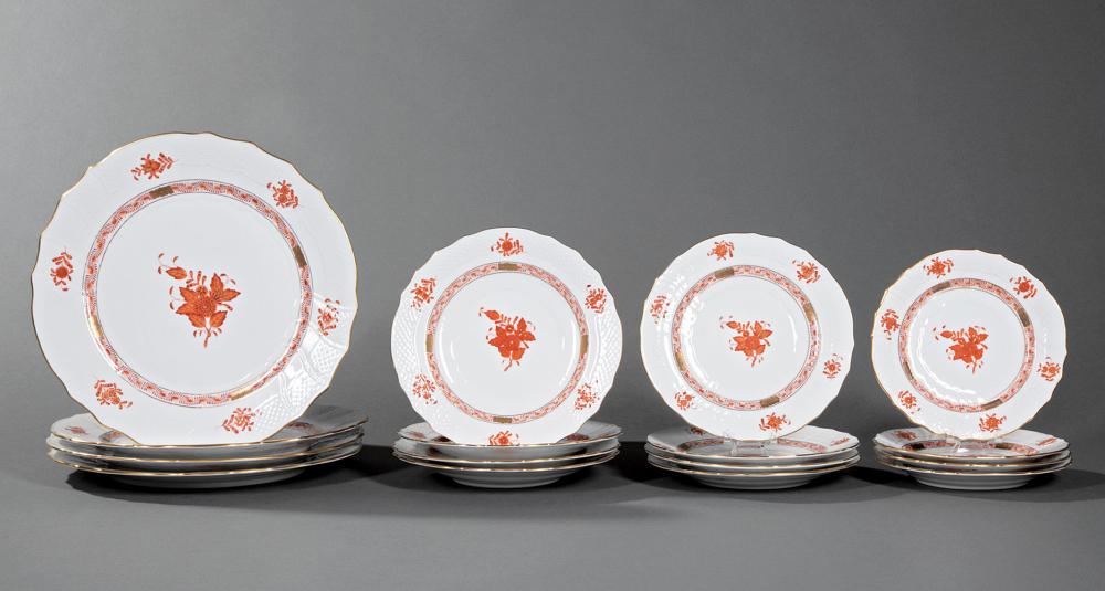 Appraisal: Herend Porcelain Chinese Bouquet-Rust Dinner Service c incl dinner plates