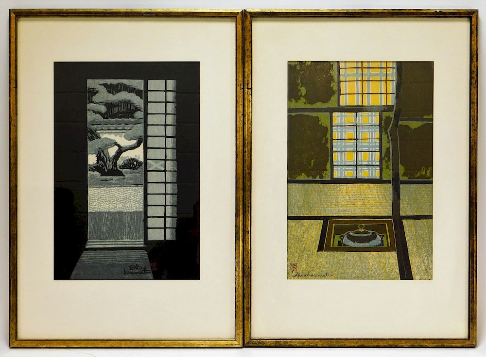 Appraisal: PR Shiro Kasamatsu Interior Woodblock Prints Japan - Includes two