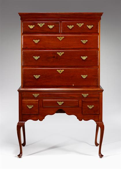 Appraisal: Queen Anne walnut high chest pennsylvania th century In two