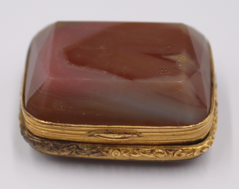 Appraisal: GOLD kt Gold Mounted Agate Vinaigrette Antique kt gold mounted