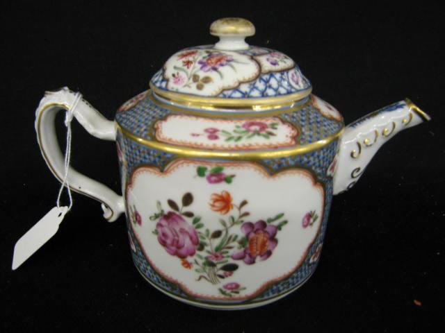 Appraisal: Lowestadt Style Early Porcelain Teapot handpainted floral gold trim tall