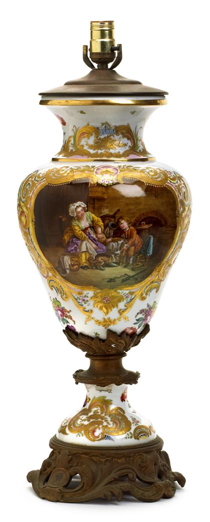 Appraisal: Continental porcelain gilt metal mounted urn late th century