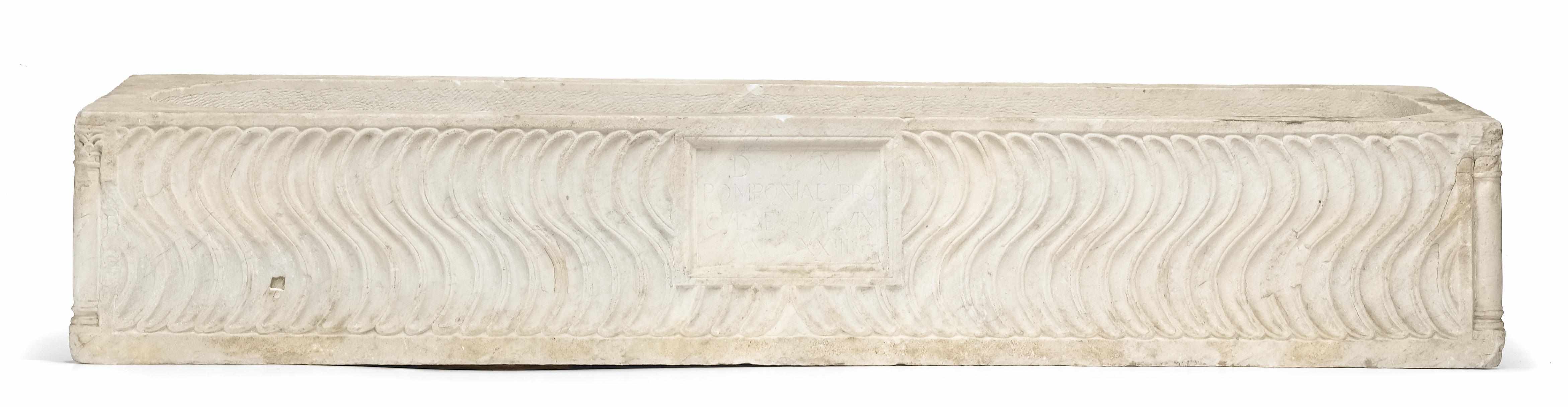 Appraisal: An Italian carved marble strigillated sarcophagus after the antique early