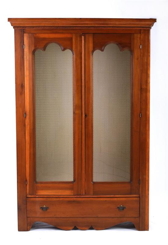 Appraisal: VICTORIAN PANELLED DOOR ARMOIRE th century Molded-edge crown above triple-lobed