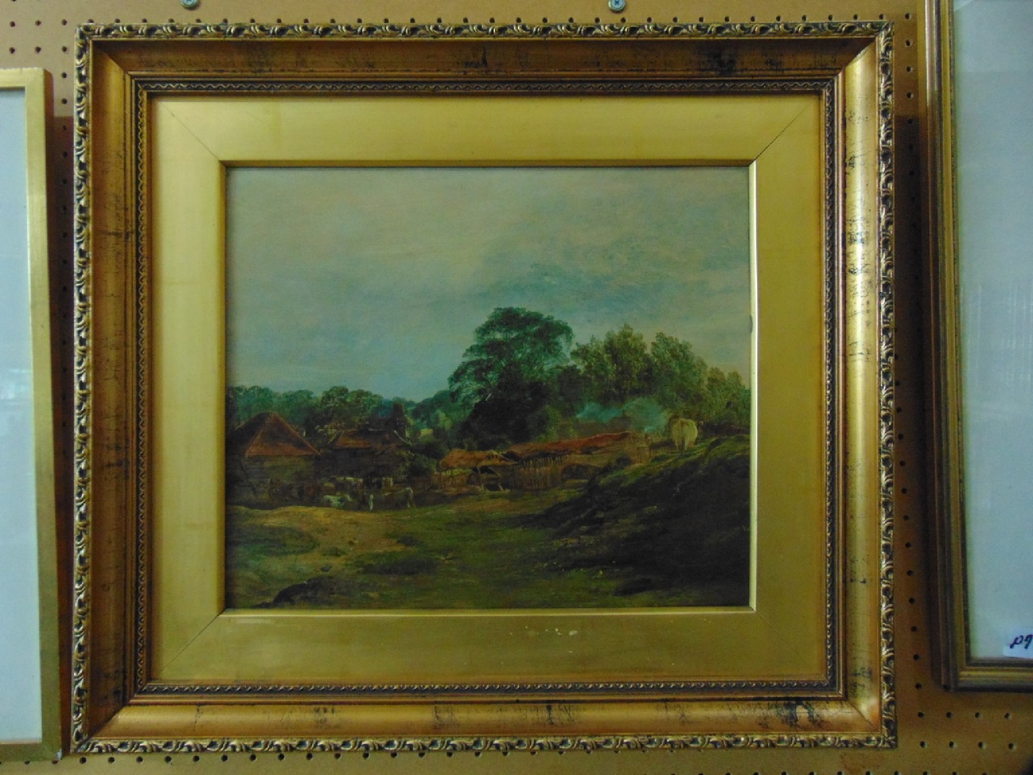 Appraisal: A th century oil painting on canvas showing a rural