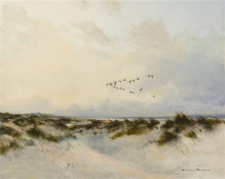 Appraisal: COLIN W BURNS B 'WILD GEESE OVER THE MARRAMS' Signed