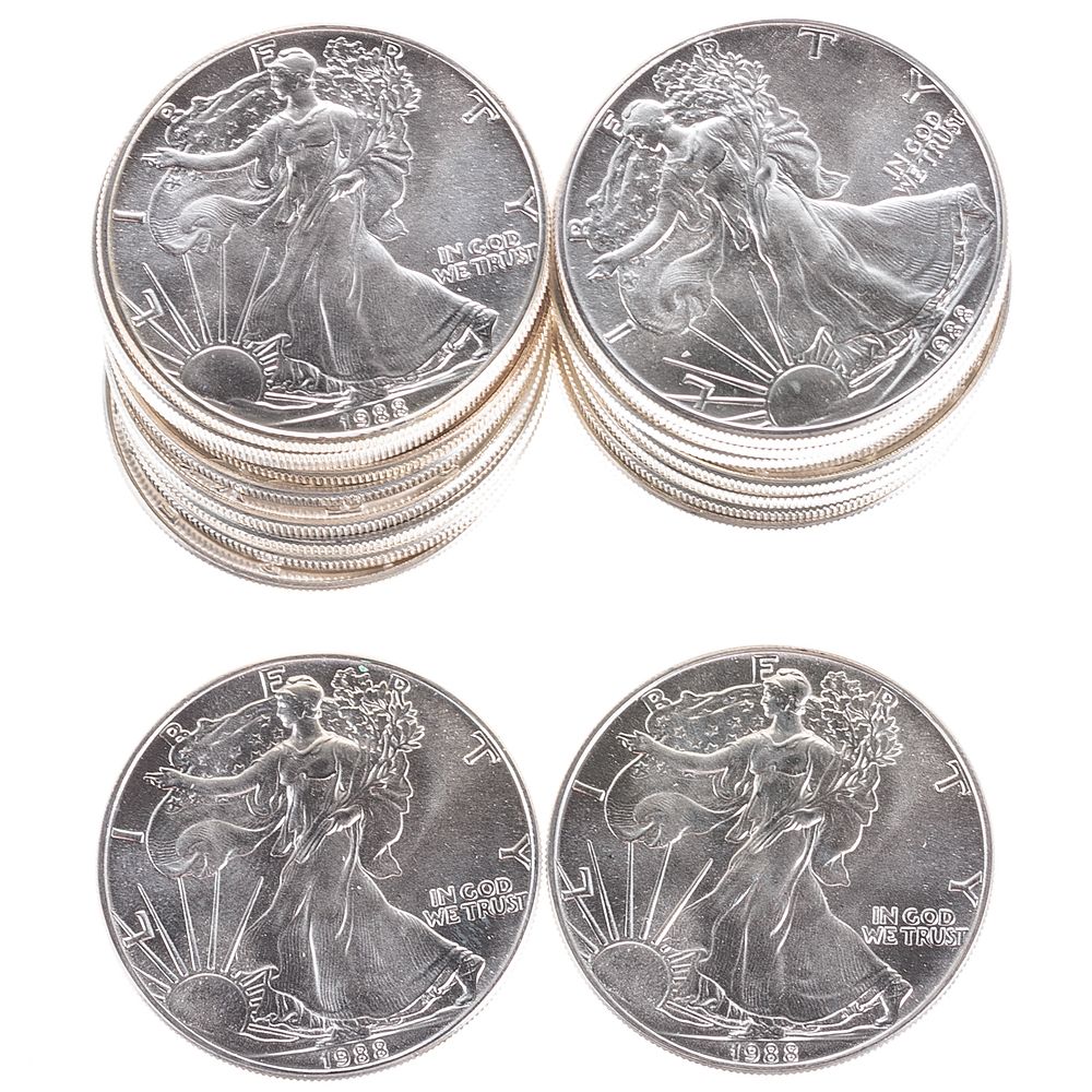 Appraisal: One Roll BU Silver American Eagles In original mint tube