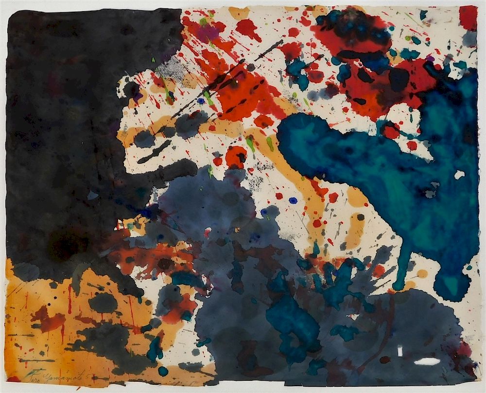 Appraisal: Taro Yamamoto Abstract Expressionist WC Painting Taro Yamamoto California Connecticut