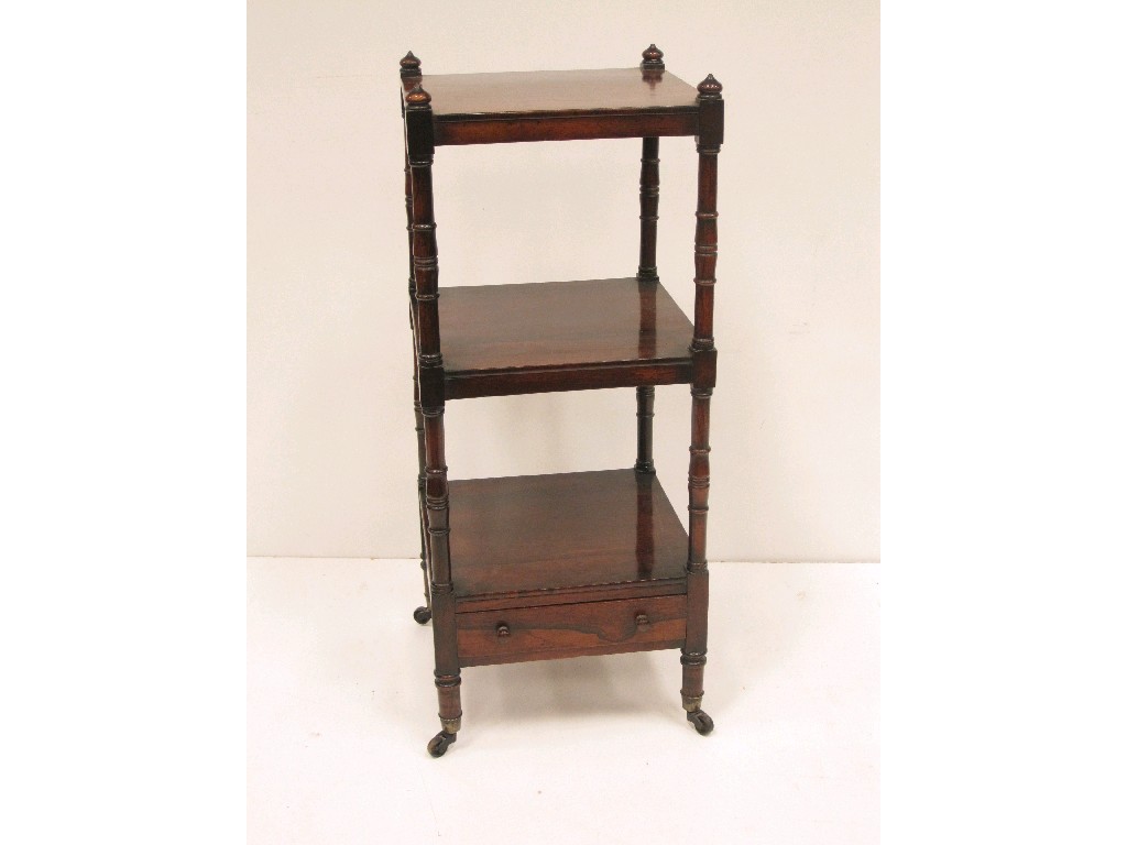 Appraisal: An early th Century rosewood tier Whatnot with turned supports