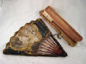 Appraisal: An inlaid fan with tortoiseshell sticks the gauze and fabric