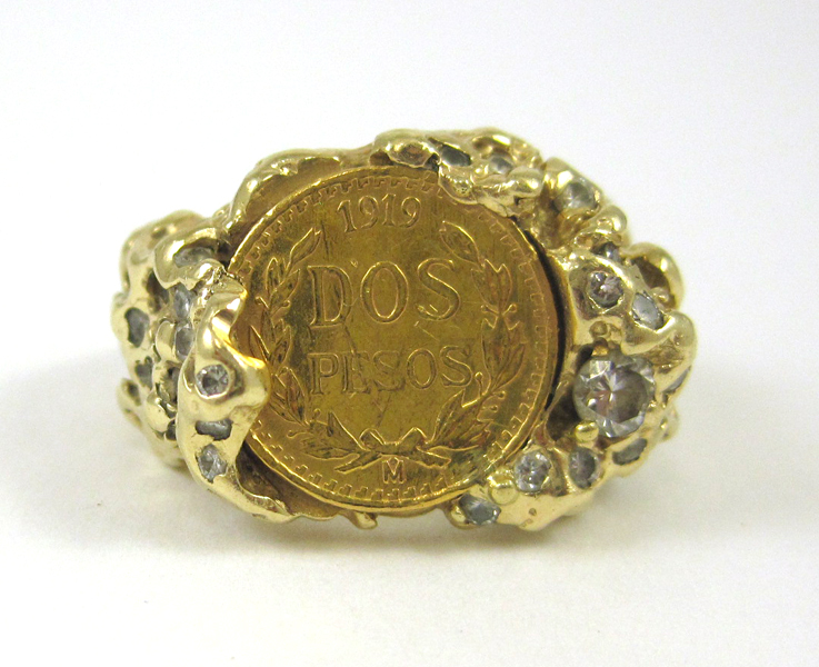 Appraisal: GOLD COIN AND FOURTEEN KARAT GOLD RING The gold nugget