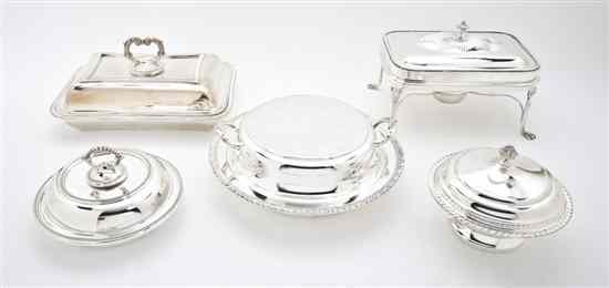 Appraisal: A Collection of Silverplate Serving Articles comprising a warming tray