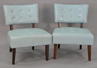 Appraisal: Pair of Crate Barrel modern style leather upholstered chairs in